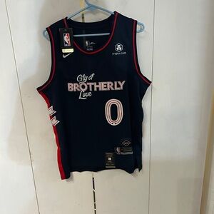 Philadelphia 76ers Tyrese Maxey #0 Nike NBA Swingman City of brotherly love blue